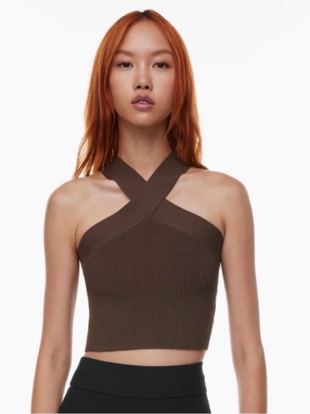 Babaton Cross-Back Ribbed Tank - Brown - Picture 3 of 3